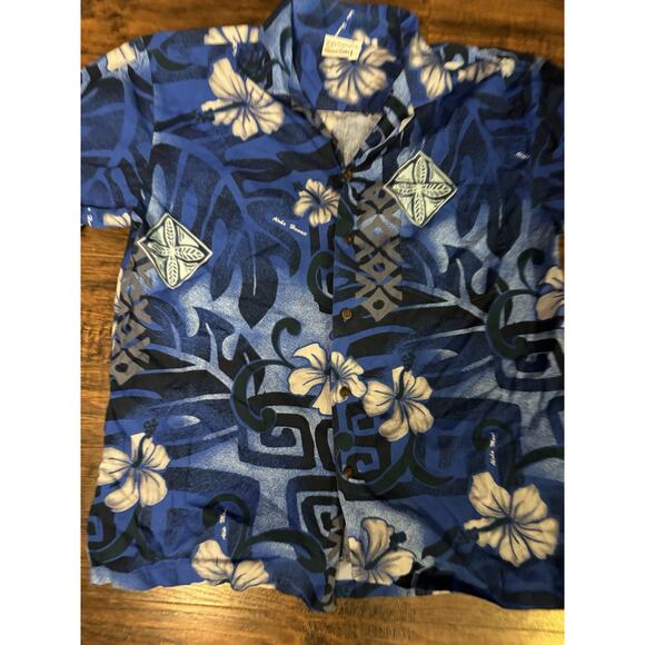 Aloha Fashion men short sleeve button up 100% Cotton HAWAII Royal Print Sz:L - Picture 2 of 6